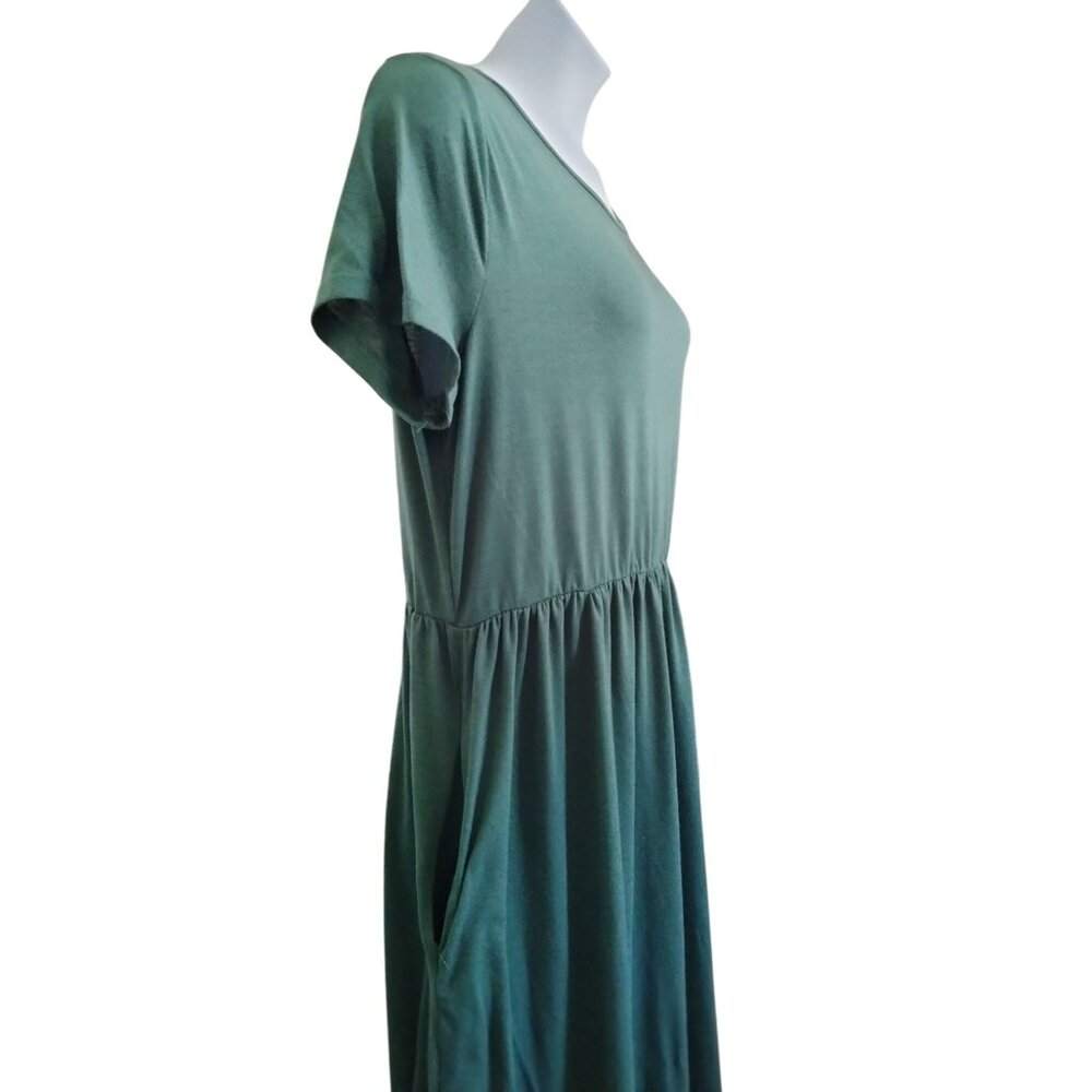 Nemidor Size XXL Maxi Dress Womens Green Short Sleeves Soft Fabric Pockets - Picture 4 of 11